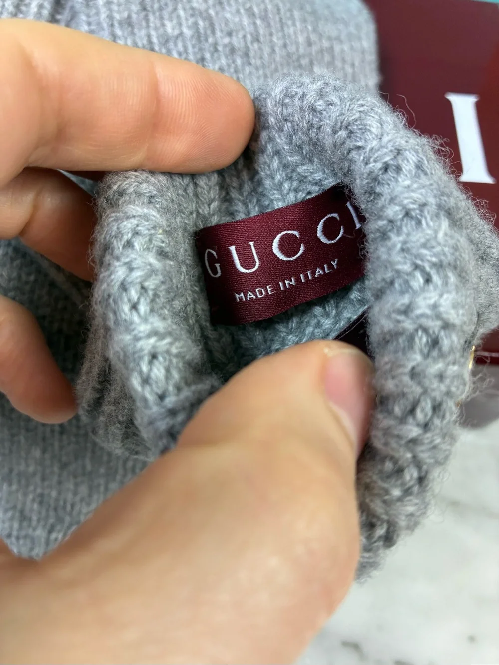 Gucci Cashmere & Wool Size Large Grey Gloves - $345 Retail NWT & Box